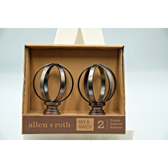 Allen Roth Oil-Rubbed Bronze Steel Curtain Rod Finials #634454 - Picture 1 of 2